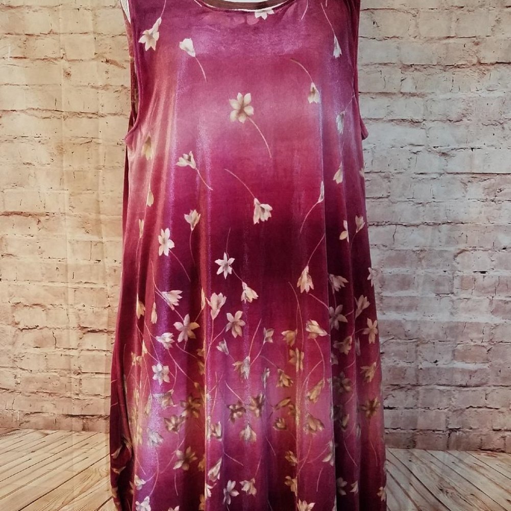 Tunic Top Stretch Velvet Floral Print Dress